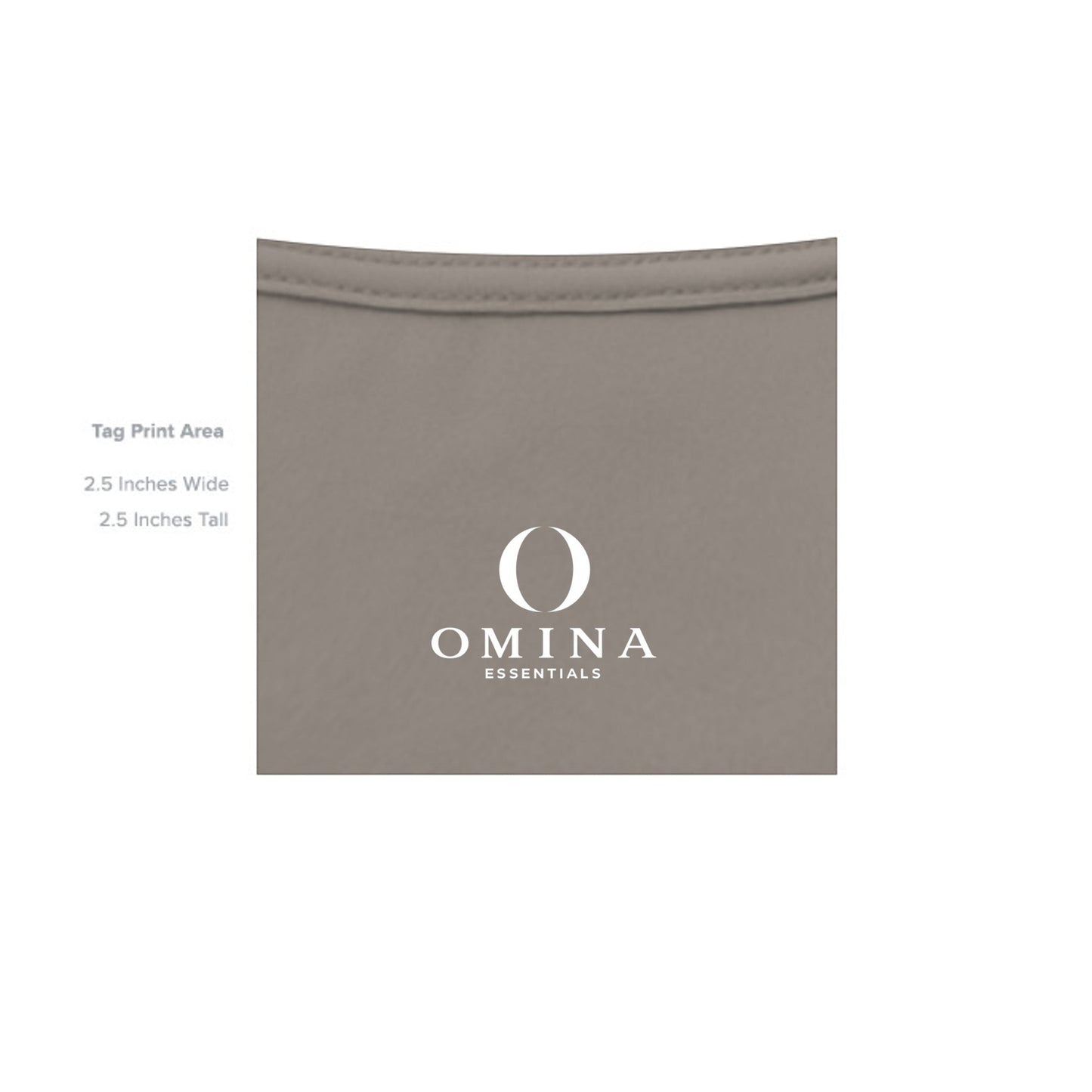 Omina Essentials heavyweight cotton t-shirt interior neck label print area in taupe