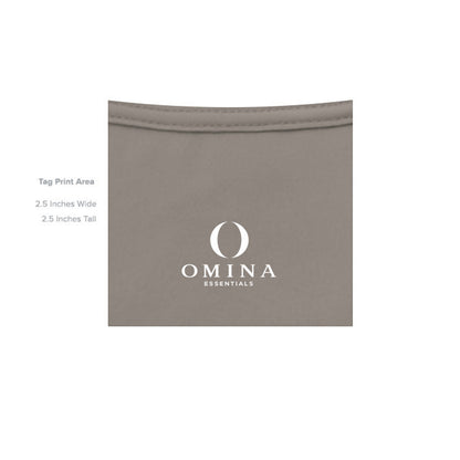 Omina Essentials heavyweight cotton t-shirt interior neck label print area in taupe