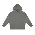 Omina Studio grey heavyweight fleece drop-shoulder hoodie with front pocket and double-layer hood.