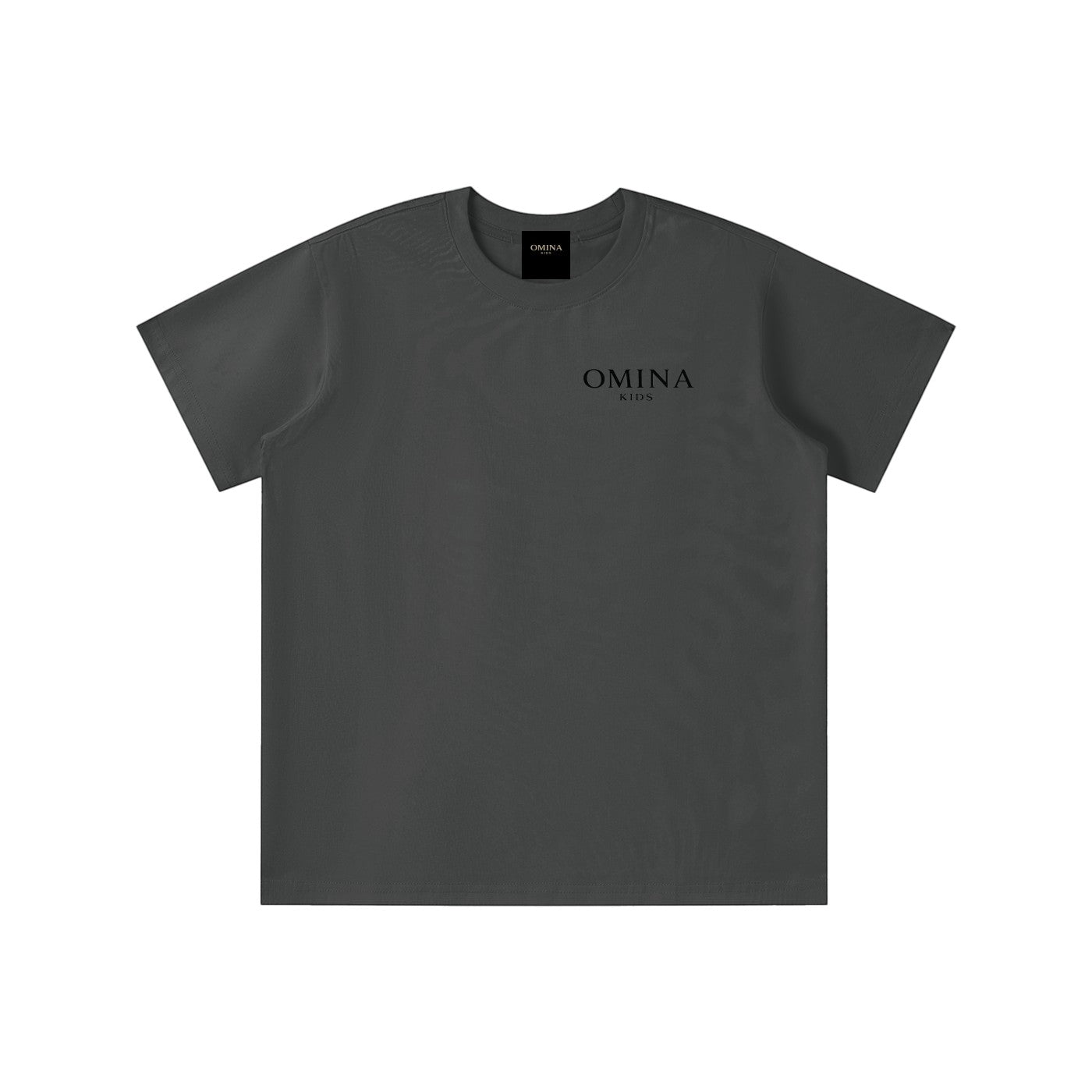 Omina Kids dark grey Sorona quick-dry cooling t-shirt with a relaxed fit and minimal logo.