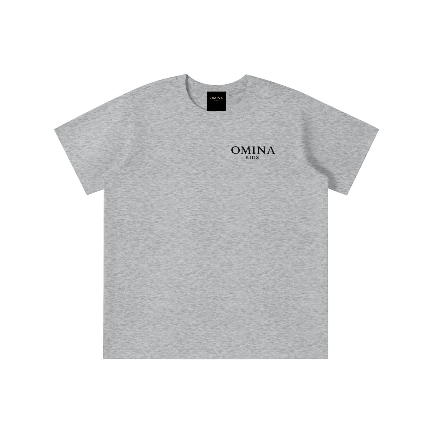 Omina Kids grey Sorona quick-dry cooling t-shirt with minimal logo on chest. Soft, breathable, and lightweight.