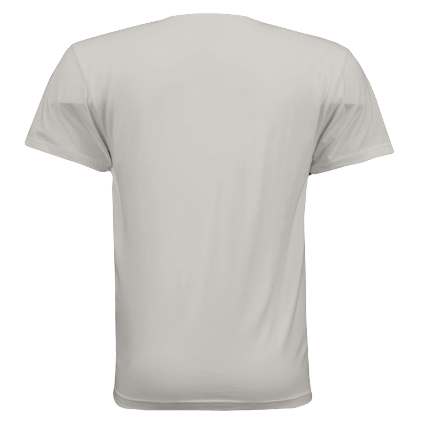 Back view of Omina heavyweight cotton t-shirt in a neutral light grey color with a relaxed fit and dropped shoulders.