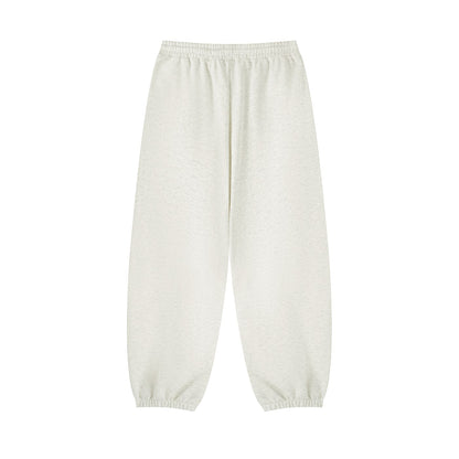 Omina women's light grey cotton blend jogged sweatpants with an elastic drawstring waist and cuffed ankles.