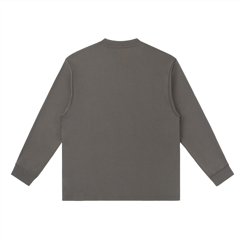 Omina grey cotton blend long-sleeve t-shirt with crewneck and relaxed fit.