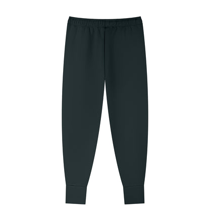 Omina Men's dark grey tapered leg joggers made from polyester and spandex blend with drawstring waist and cuffed ankles.