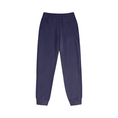 Omina women's navy blue cotton-blend jogger pants with a mid-waist fit and ribbed cuffs for casual or gym wear.