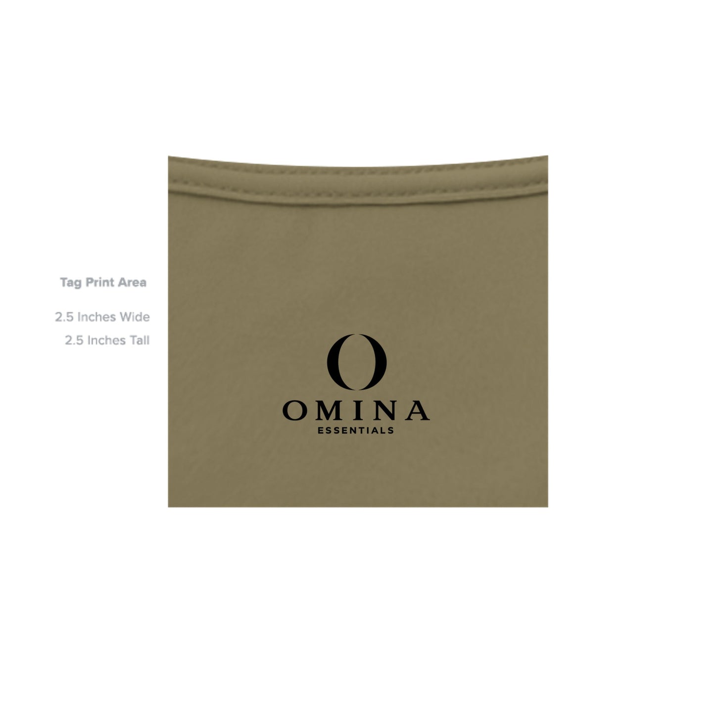 Omina Essentials olive green heavyweight cotton t-shirt interior neck label print area