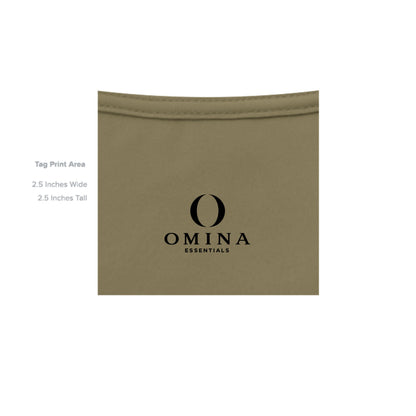 Omina Essentials olive green heavyweight cotton t-shirt interior neck label print area