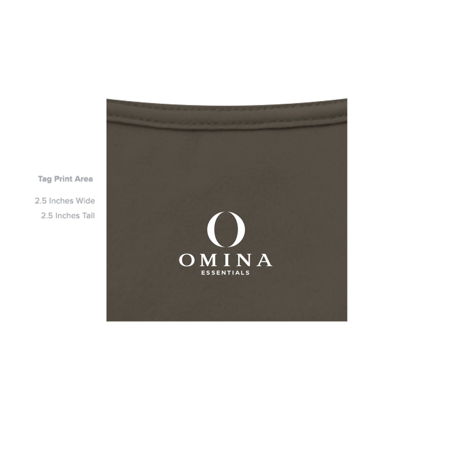 Omina Silent Mood jersey tee interior neck label print area in dark brown cotton fabric