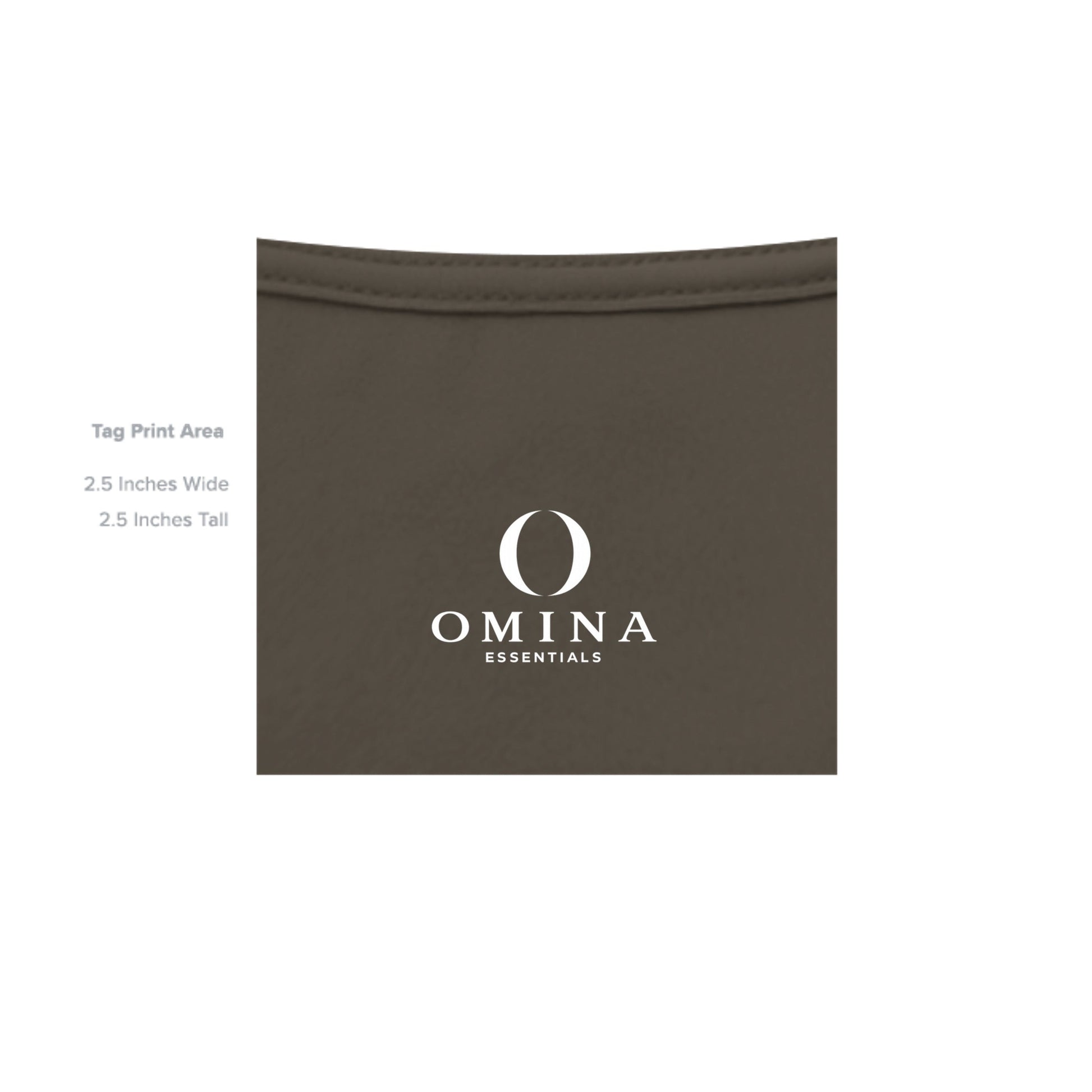 Omina Silent Mood jersey tee interior neck label print area in dark brown cotton fabric