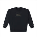 OMINA Studio black heavyweight cotton sweatshirt with crew neck, ribbed cuffs and hem, and drop shoulders.
