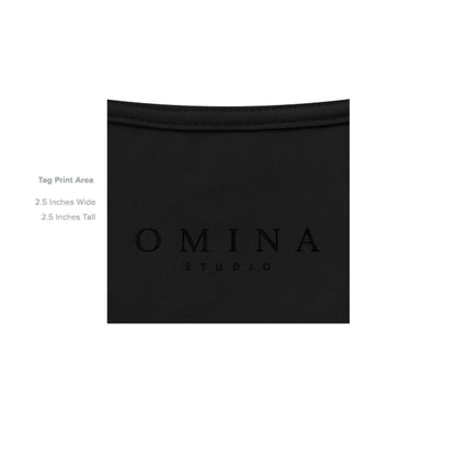 OMINA Studio black heavyweight cotton Moon Shadow graphic tee with relaxed fit and vintage finish.