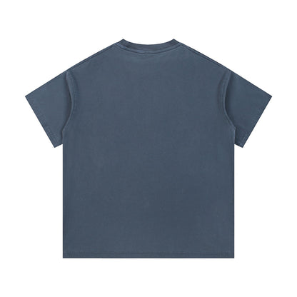 Omina Studio Blessed Vintage Wash Cotton T-Shirt, unisex, short sleeve, round neck, washed blue