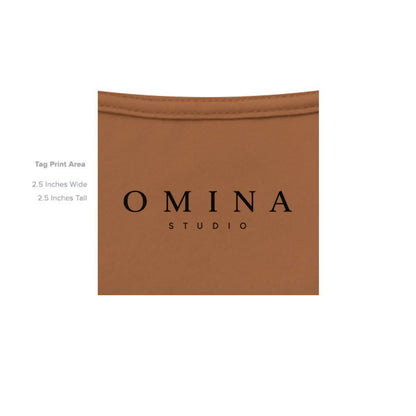 OMINA Studio brown heavyweight cotton oversized t-shirt with minimalist logo