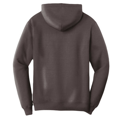 Omina Studio brown pigment-dyed cotton blend hoodie with relaxed fit and kangaroo pocket.