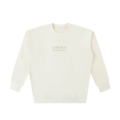OMINA Studio cream heavyweight cotton sweatshirt with oversized fit and subtle logo embroidery.
