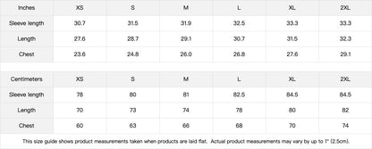 Omina Studio size guide for Faith Over Fear Pullover Hoodie, showing measurements in inches and centimeters for sleeve length, length, and chest.