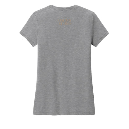 Omina Studio grey cotton t-shirt with a crew neck and short sleeves, featuring a subtle Omina Studio logo on the back.