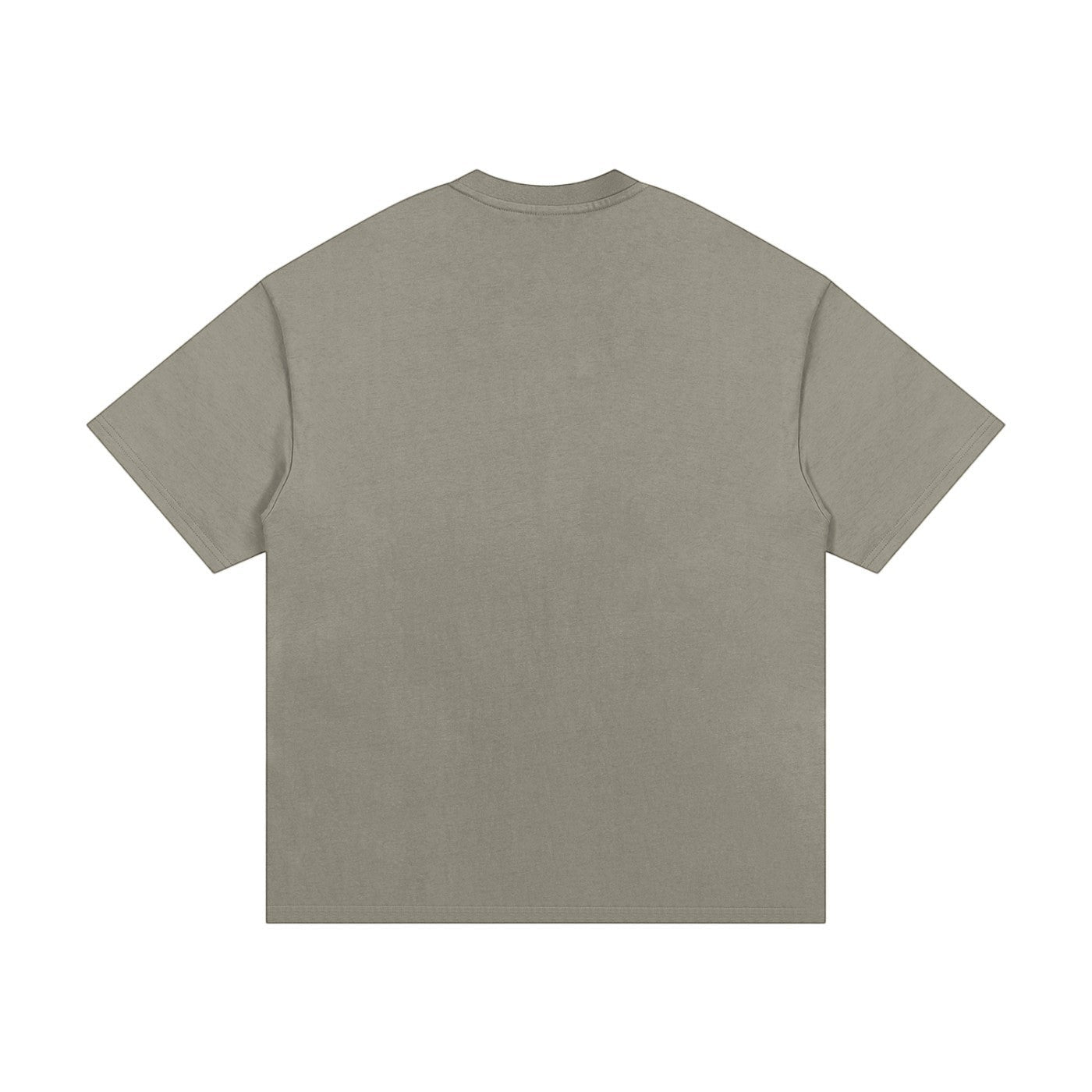 OMINA Studio heavyweight cotton t-shirt in taupe with an oversized relaxed fit and drop shoulders.