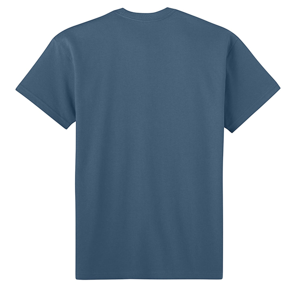 OMINA Studio Intentional Living T-Shirt in dusty blue heavyweight cotton with relaxed fit and dropped shoulders.