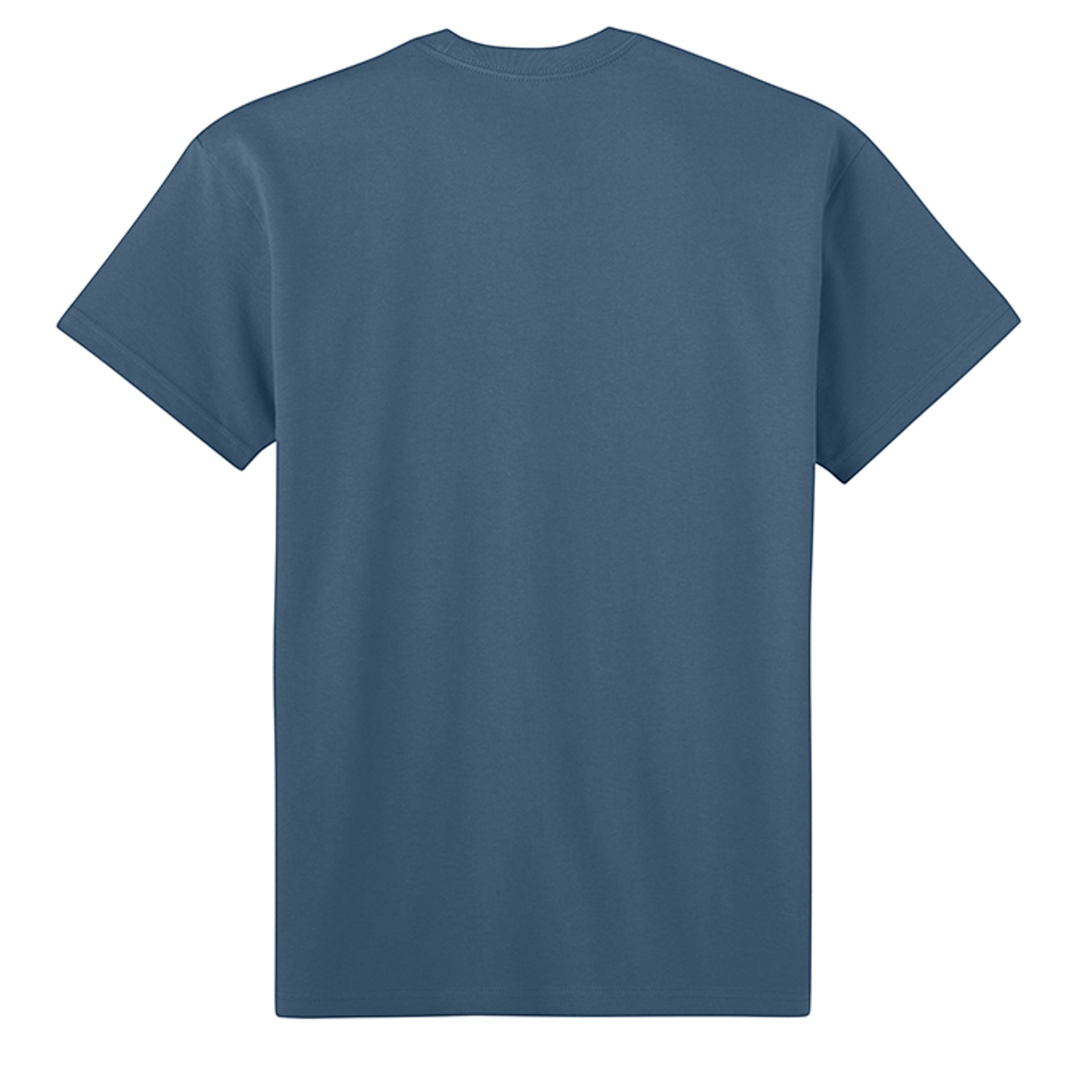 OMINA Studio Intentional Living T-Shirt in dusty blue heavyweight cotton with relaxed fit and dropped shoulders.