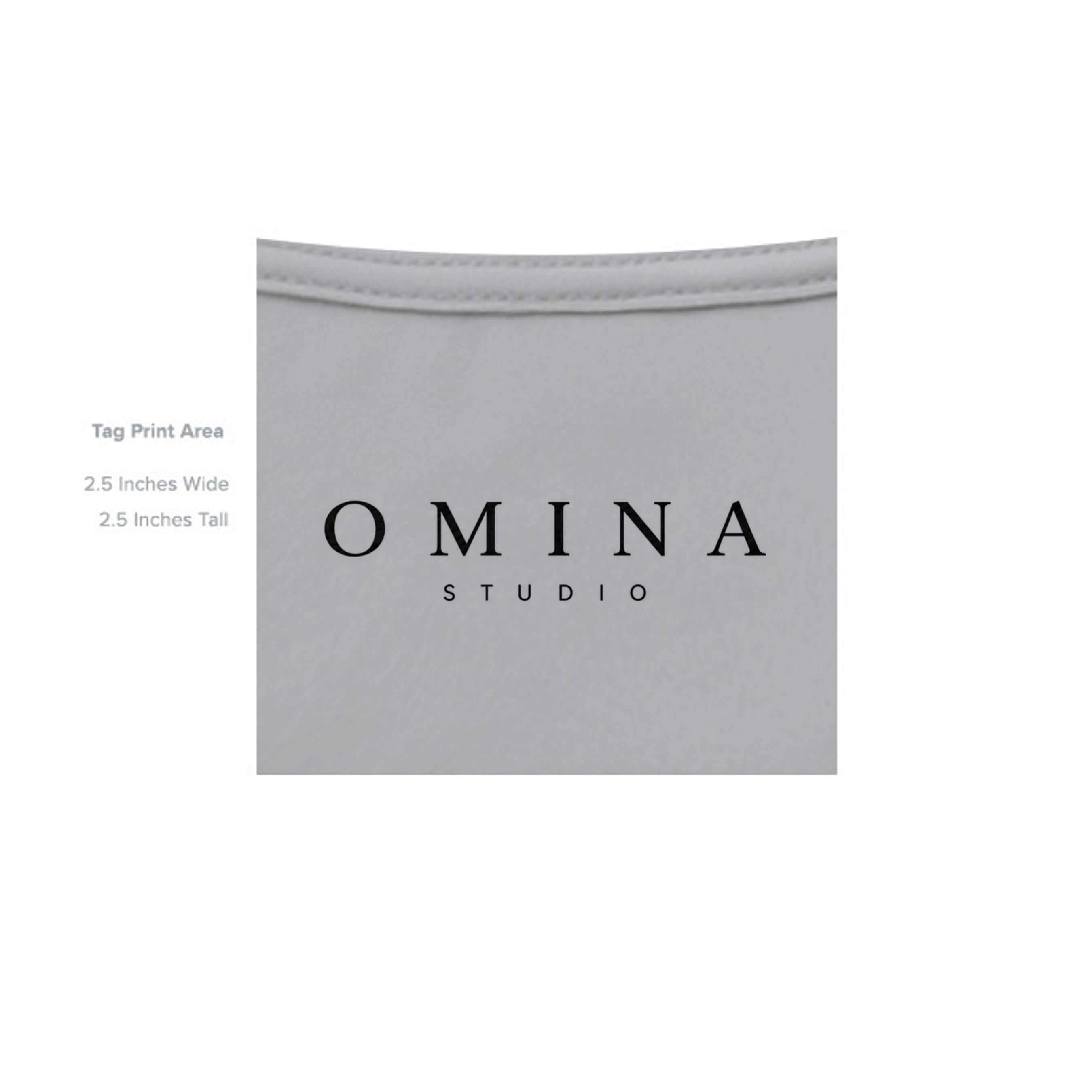OMINA Studio light grey heavyweight cotton t-shirt with oversized fit and minimalist logo.
