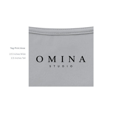 OMINA Studio light grey heavyweight cotton t-shirt with oversized fit and minimalist logo.