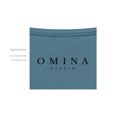 OMINA Studio Intentional Living T-Shirt in teal heavyweight cotton with a relaxed fit and minimalist design.