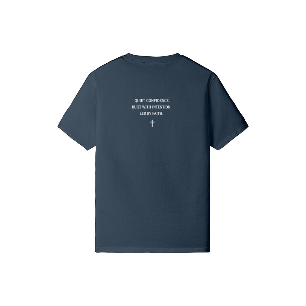 Omina Studio navy blue 100% cotton crew neck t-shirt with