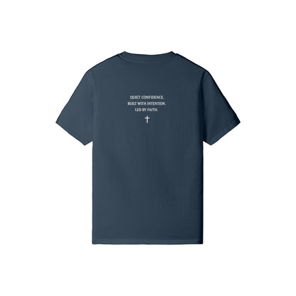 Omina Studio navy blue 100% cotton crew neck t-shirt with