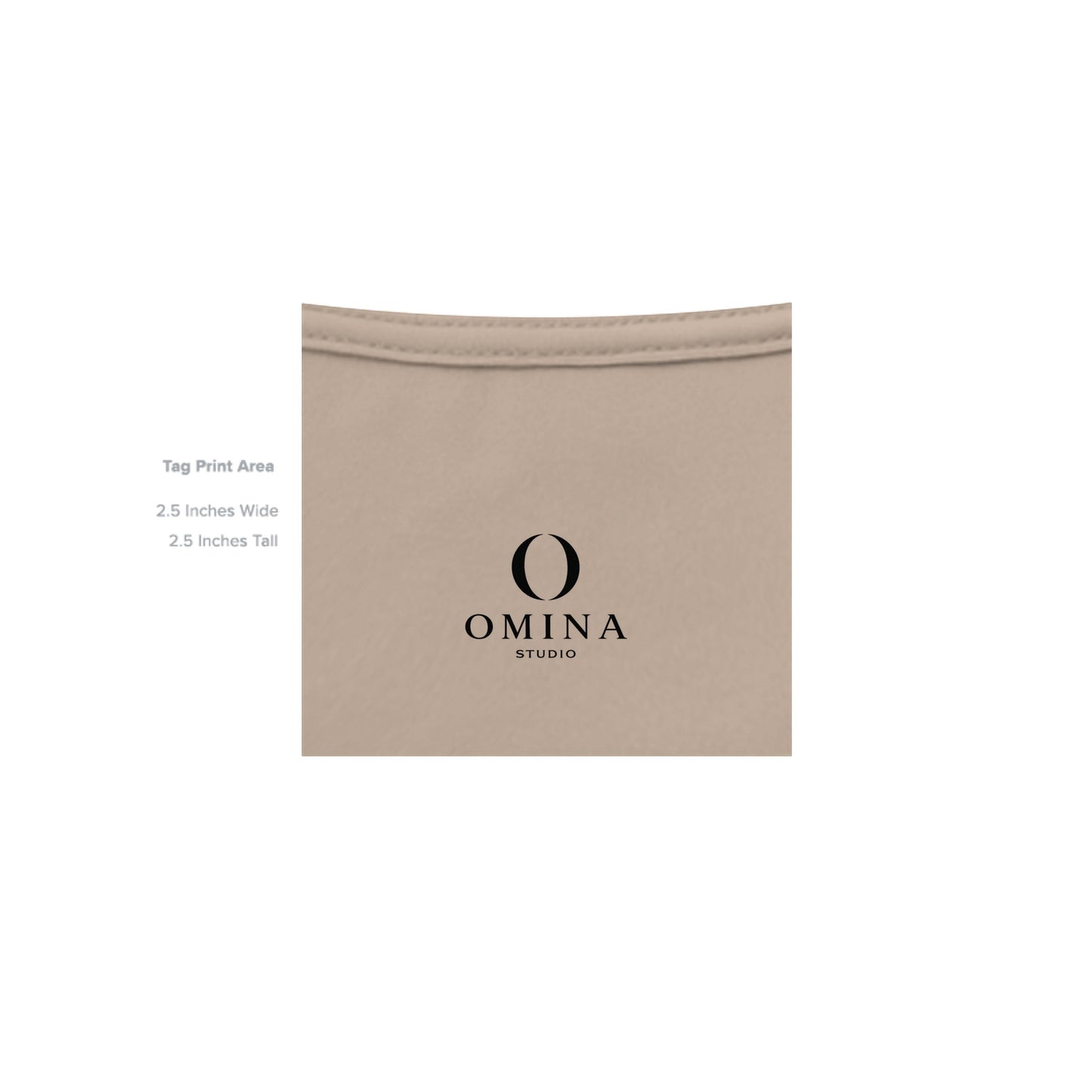 Omina Studio O Urban T-Shirt featuring a minimalist black O logo print on soft beige cotton fabric.