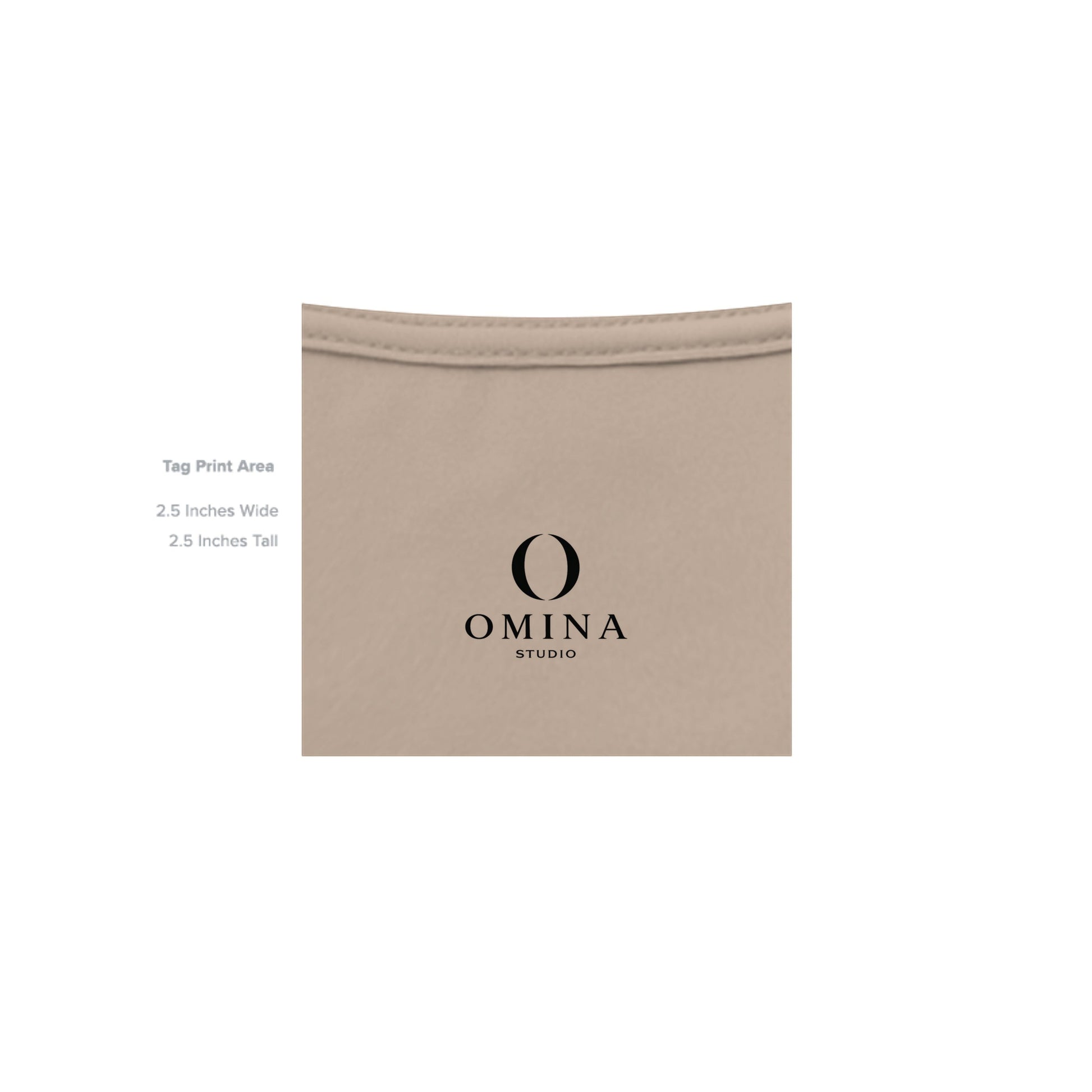 Omina Studio O Urban T-Shirt featuring a minimalist black O logo print on soft beige cotton fabric.