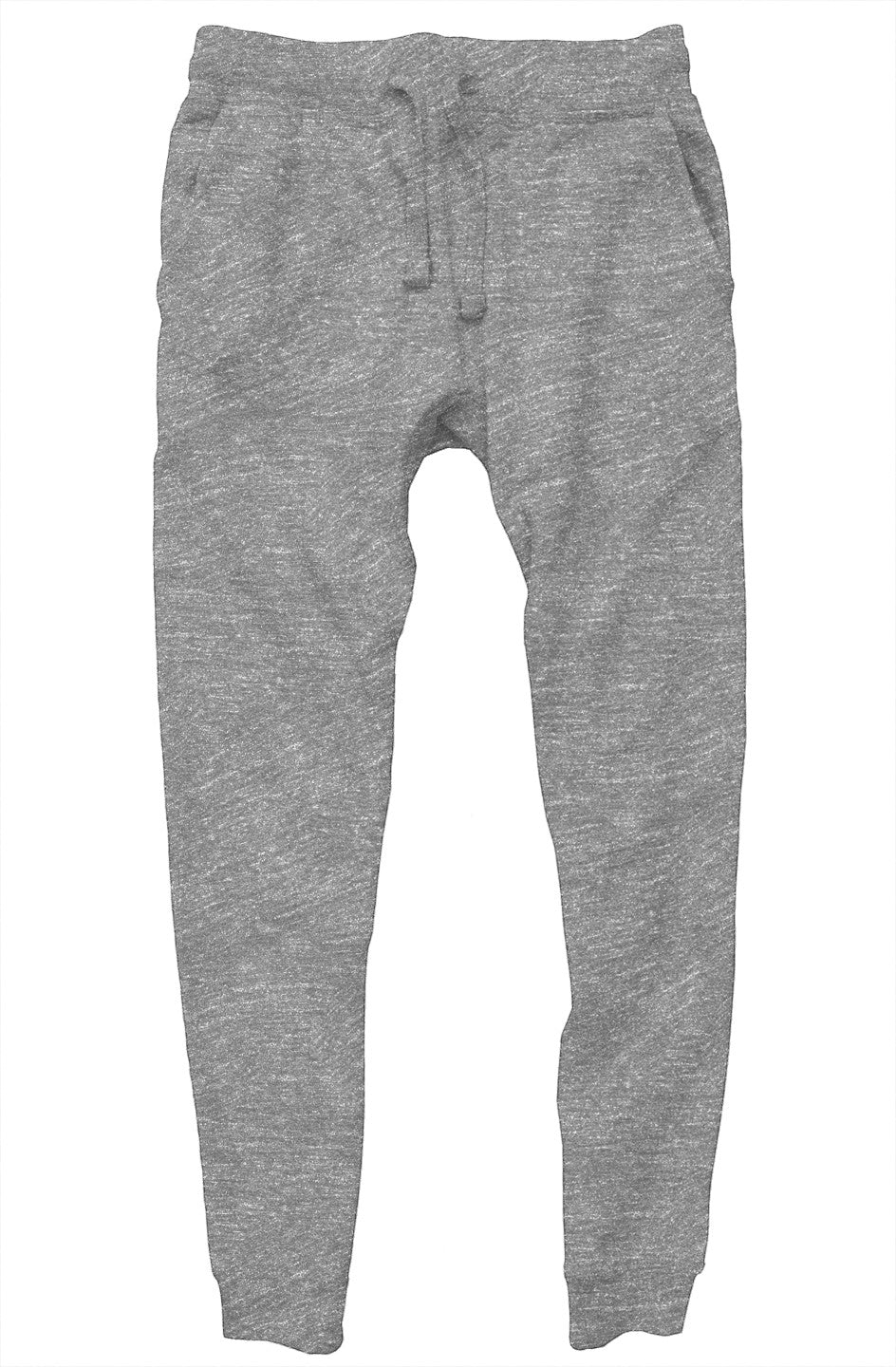 OMINA Studio Premium Joggers in heather grey, made from 8.5 oz heavyweight fleece with a cotton-faced exterior. Features a tapered fit, ribbed cuffs, and drawstring waist.