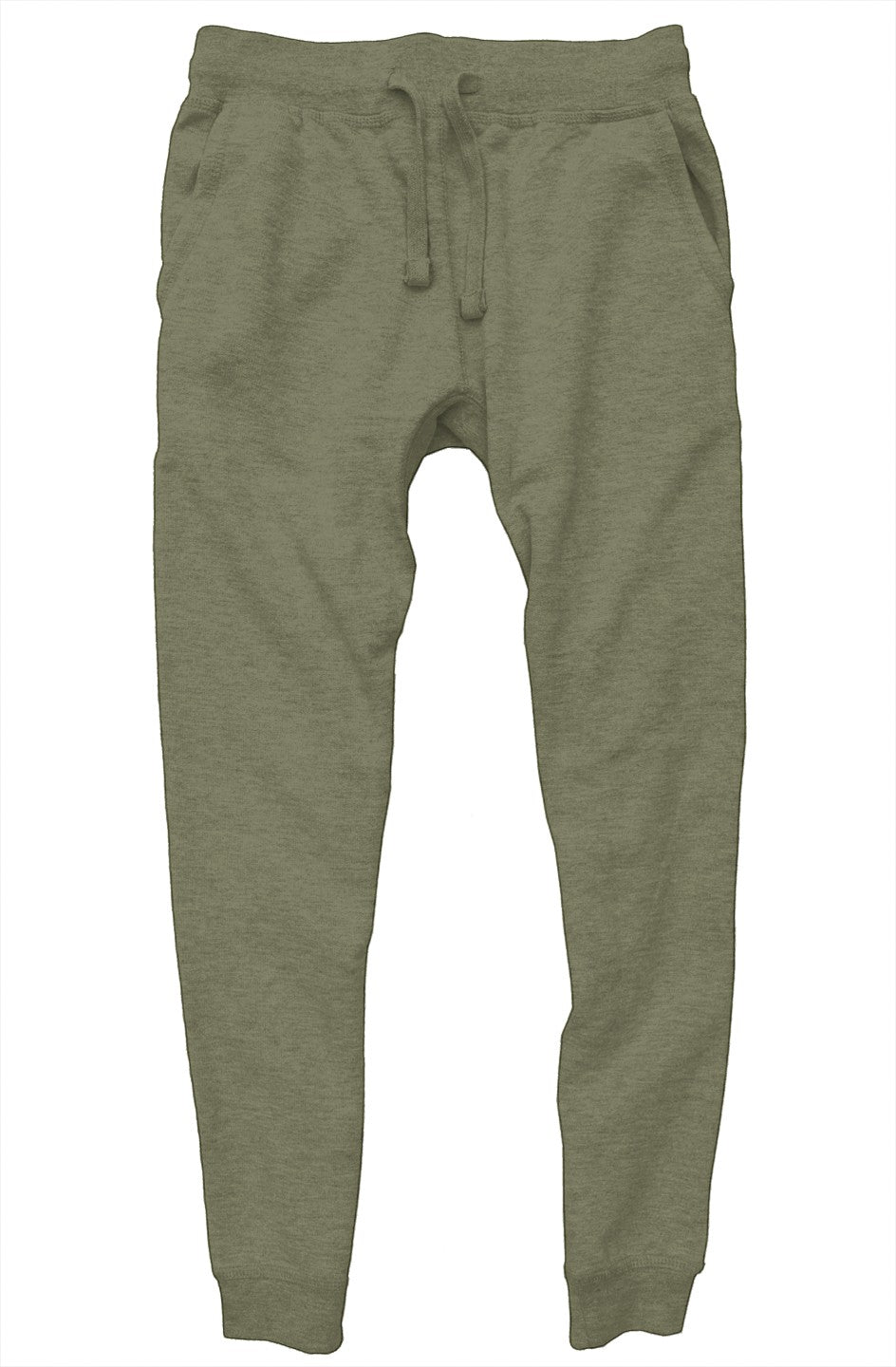 OMINA Studio Premium Joggers in olive green, made from 8.5 oz heavyweight fleece with a cotton face. Features tapered fit, ribbed cuffs, and drawstring waist.