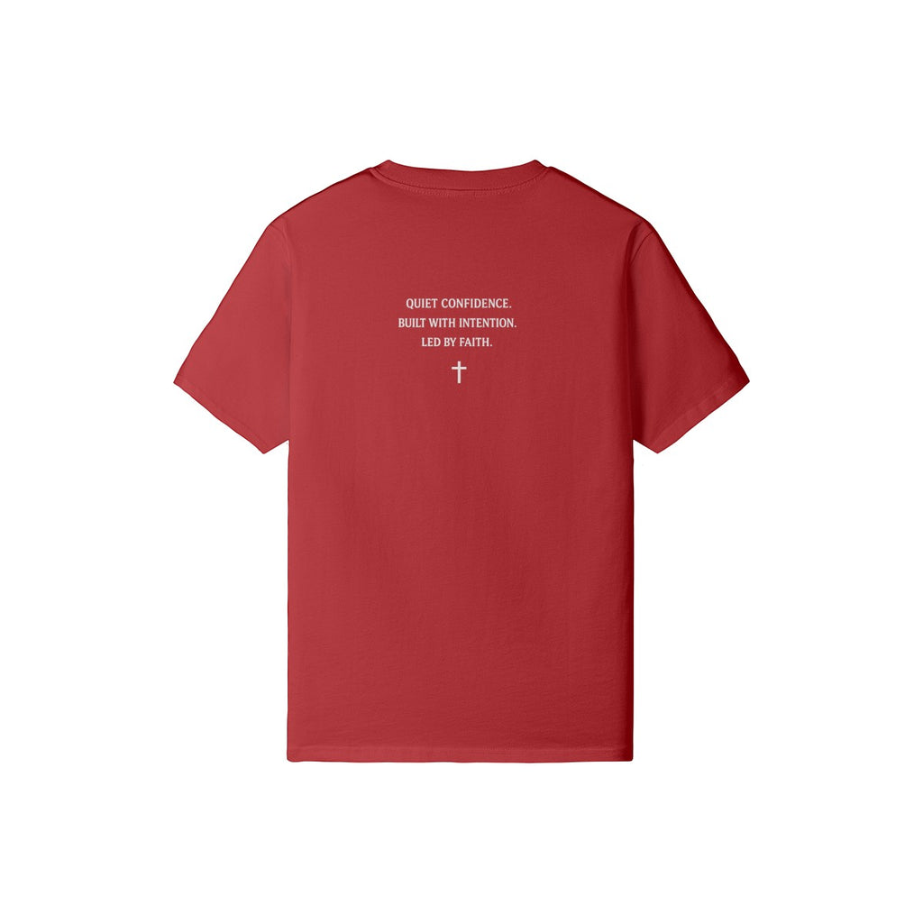 Omina Studio red 100% cotton crew neck t-shirt with