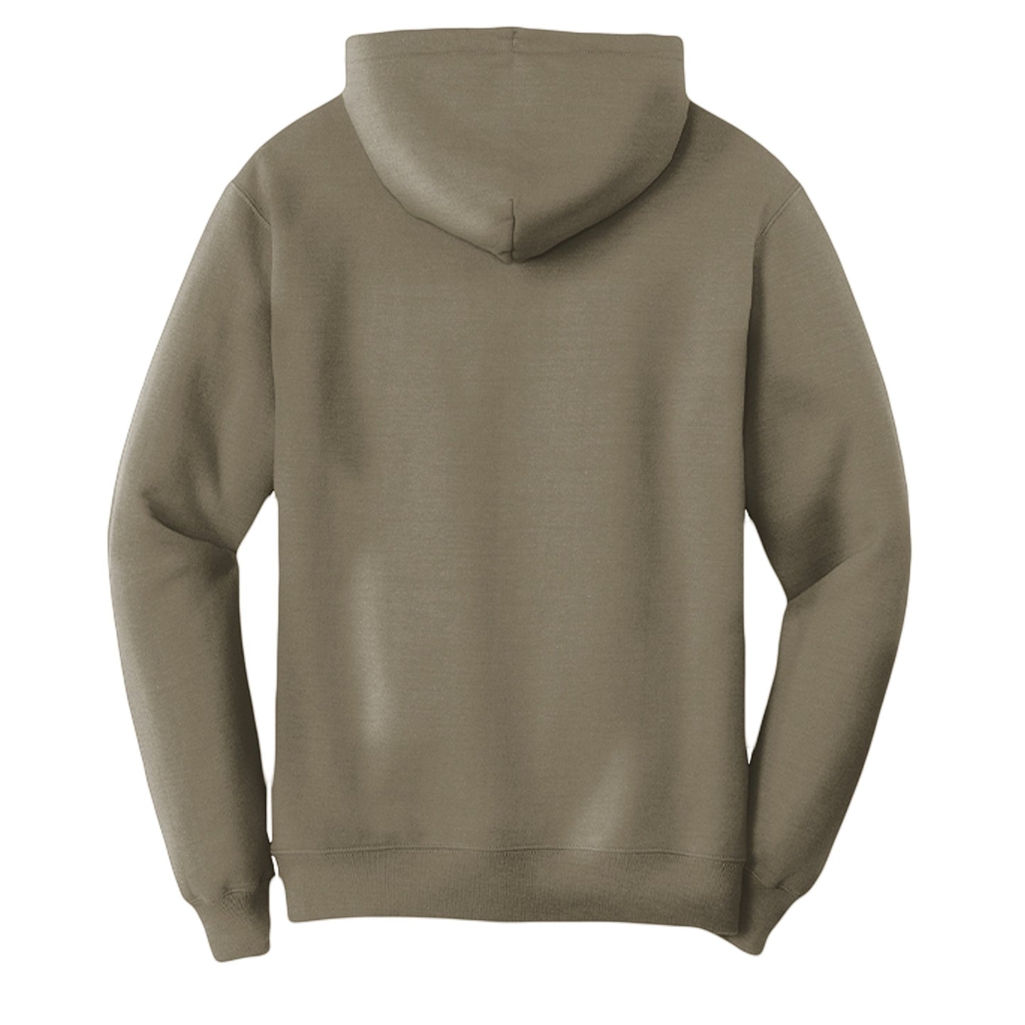 Omina Studio taupe pigment-dyed cotton blend hoodie sweatshirt with relaxed fit and front pouch pocket.