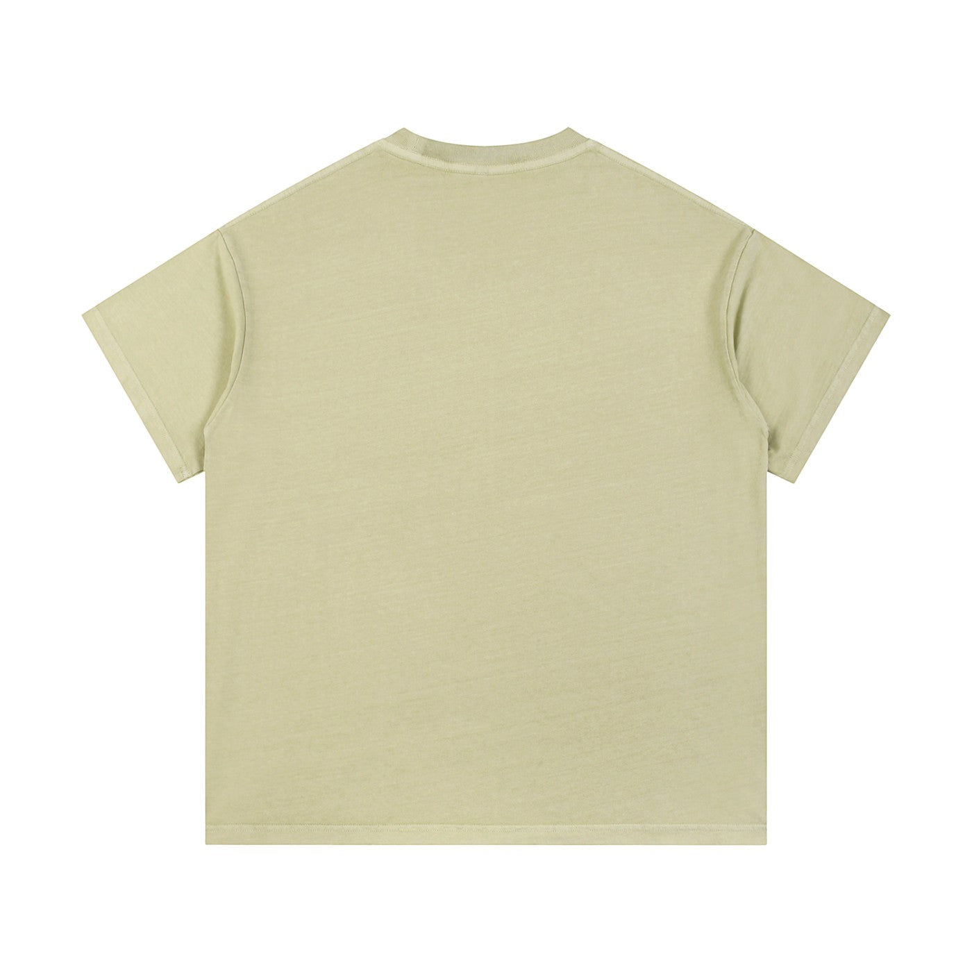 Omina Studio light green vintage wash 100% cotton unisex t-shirt with short sleeves and round neck.