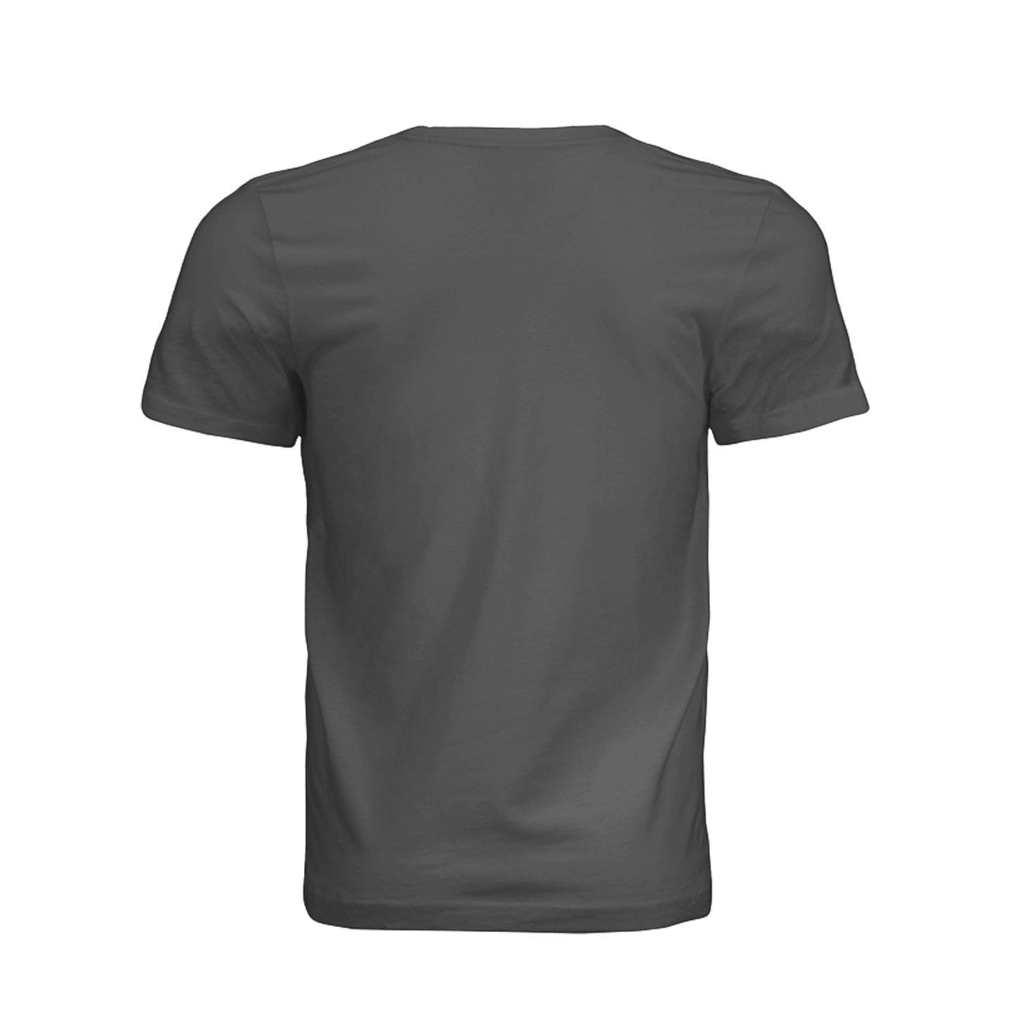 Back view of the Omina O Urban T-Shirt in dark grey, featuring a minimalist cotton crew neck design.