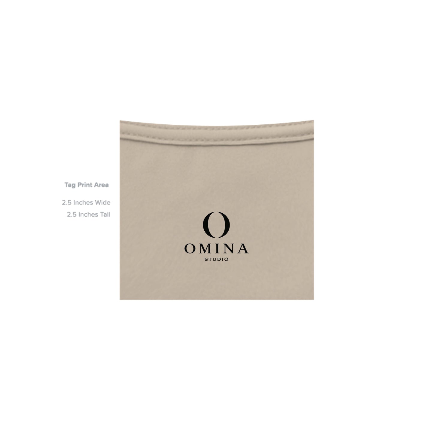 Omina Studio O Urban T-Shirt featuring a minimalist black O logo print on soft beige cotton fabric