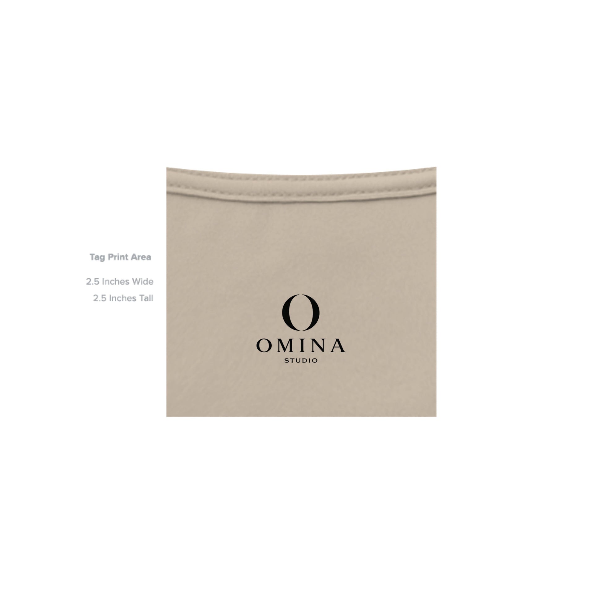 Omina Studio O Urban T-Shirt featuring a minimalist black O logo print on soft beige cotton fabric