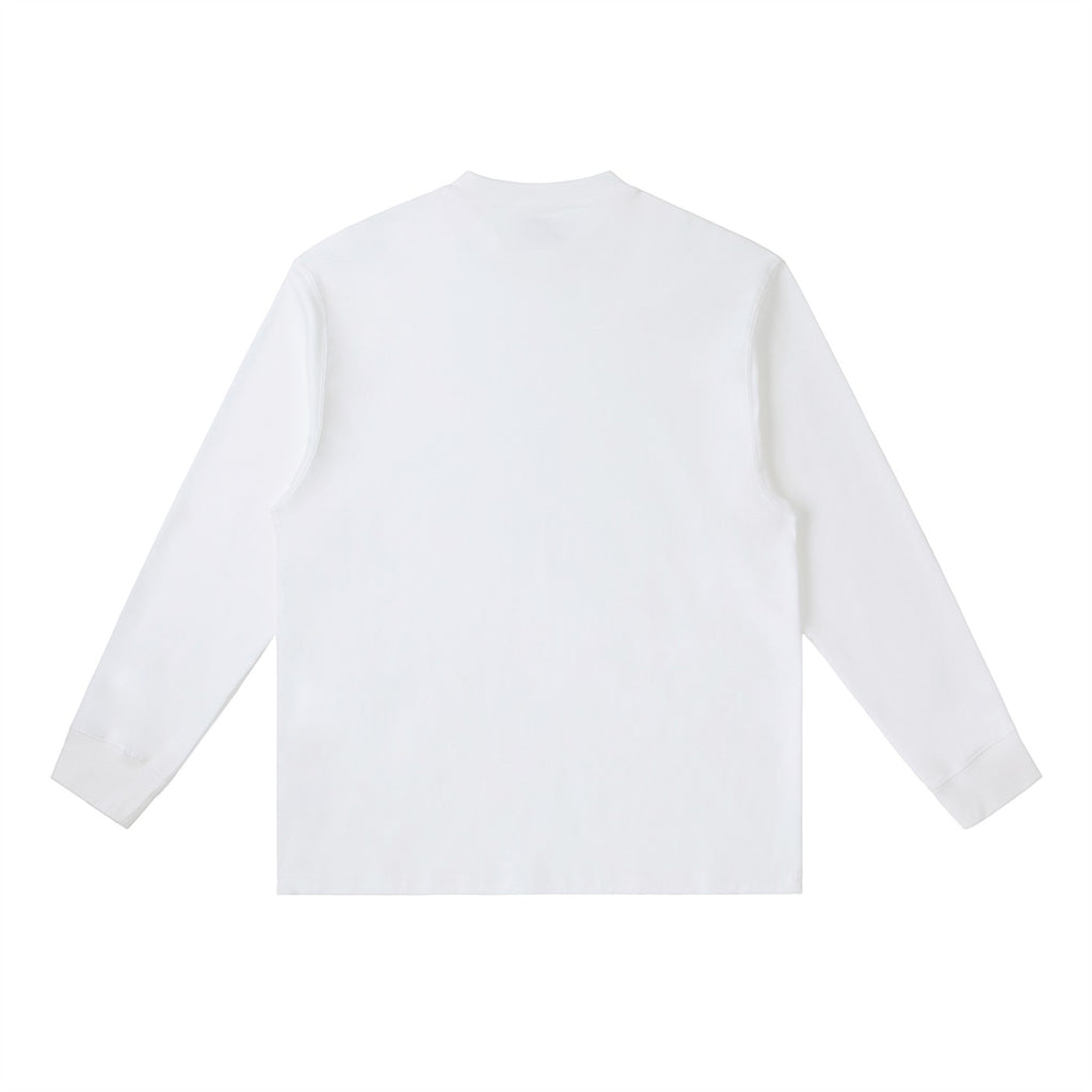 Omina white cotton blend long-sleeve t-shirt with crewneck and relaxed fit.