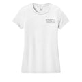 Omina white soft cotton t-shirt with minimalist logo on chest. Women's tee.