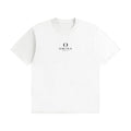 Omina white seamless cotton crew neck t-shirt with minimalist black logo on chest
