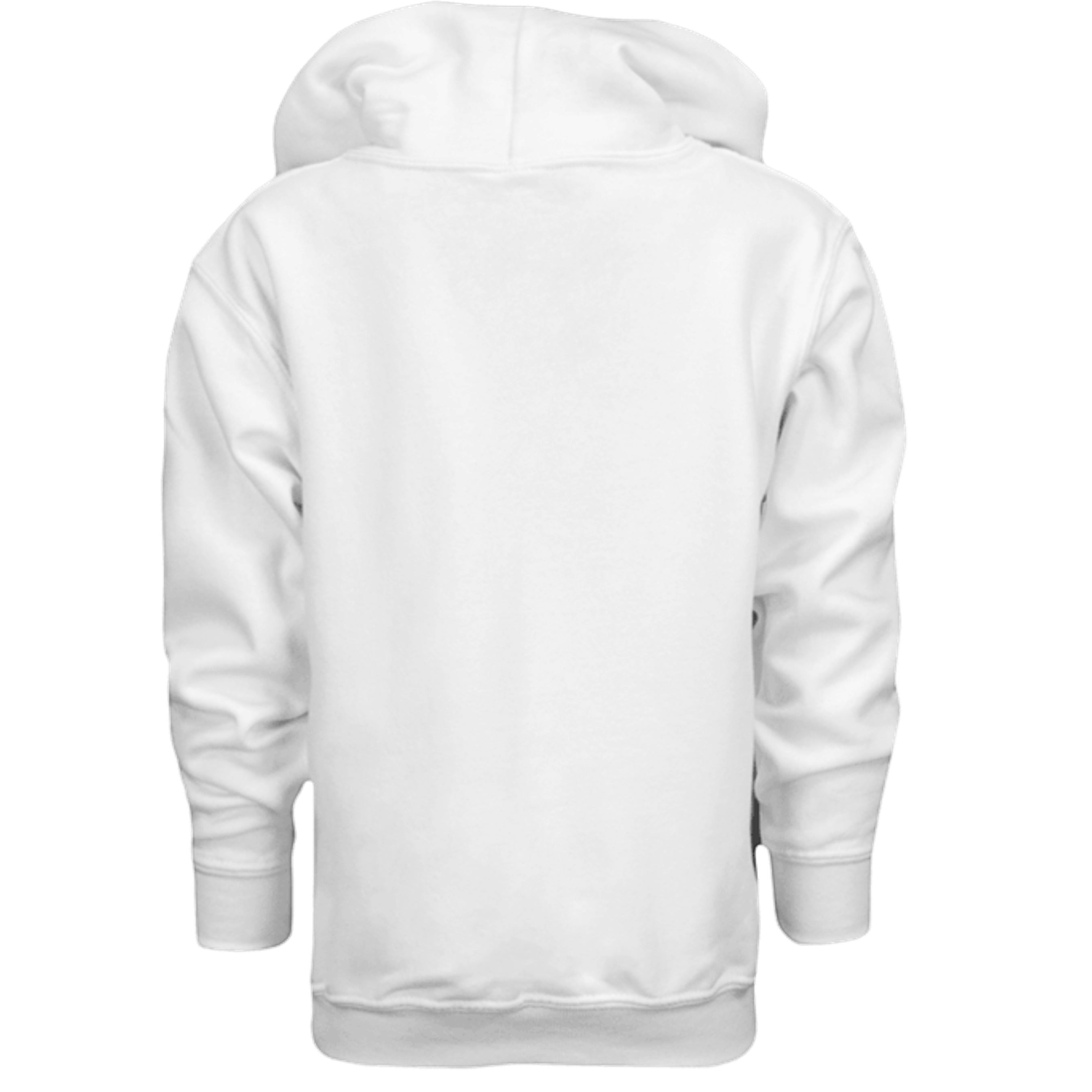 Omina white heavyweight cotton blend oversized youth hoodie with relaxed fit and graffiti-inspired details.
